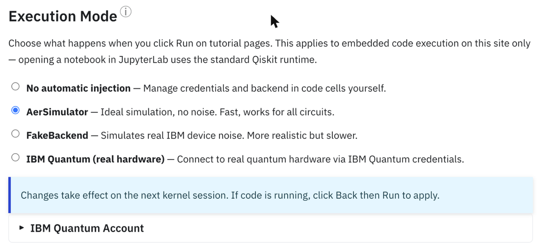 การตั้งค่าโหมดการรัน: AerSimulator, FakeBackend หรือ IBM Quantum (ฮาร์ดแวร์จริง)